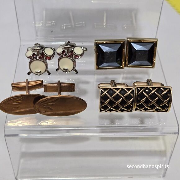 Vintage Lot of Men's Cufflinks and Tie Clip Kickok,Van Heusen + Others - Picture 2 of 9